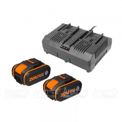 Комплект WA3611 20V: 2 аккумулятора 4Ач и двойное зарядное устройство 2А для аккумуляторной техники Worx во Владикавказе