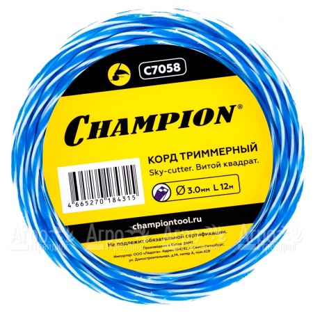 Корд триммерный Champion Sky-cutter 3.0мм, 12м (витой квадрат)  во Владикавказе