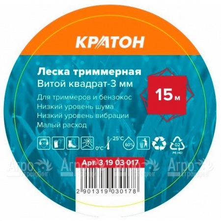 Леска триммерная Кратон Витой квадрат-3 мм во Владикавказе