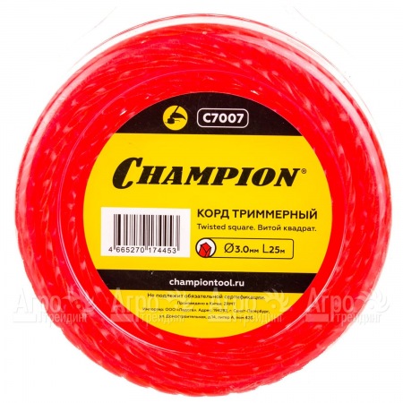 Корд триммерный Champion Twisted Square 3.0мм, 25м (витой квадрат)  во Владикавказе