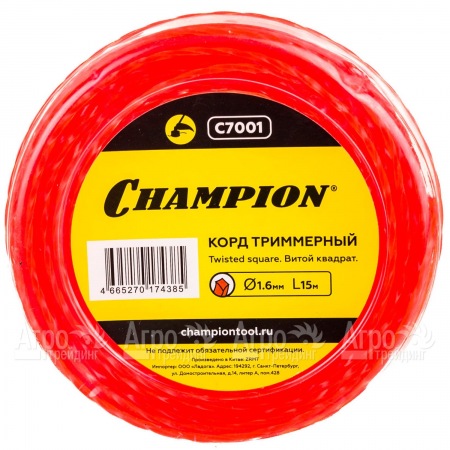 Корд триммерный Champion Twisted Square 1.6мм, 15м (витой квадрат)  во Владикавказе