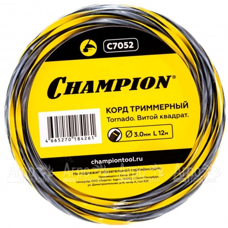Корд триммерный Champion Tornado 3.0мм, 12м (витой квадрат)  во Владикавказе
